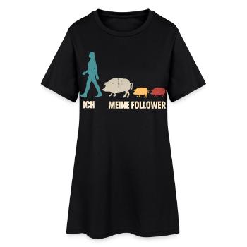 Schwein Landwirtin Ich Und Meine Follower - Frauen T-Shirt-Kleid - Schwarz - Vorne
