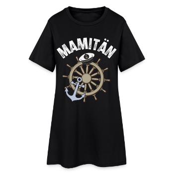 Mamitän Kapitän Segeln Motorboot Boot - Frauen T-Shirt-Kleid - Schwarz - Vorne