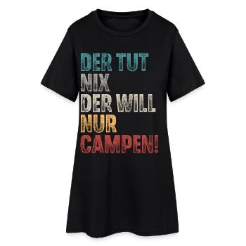 Campen Camping Retro Vintage - Frauen T-Shirt-Kleid - Schwarz - Vorne