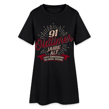 91. Geburtstag Oldtimer - Frauen T-Shirt-Kleid - Schwarz - Vorne