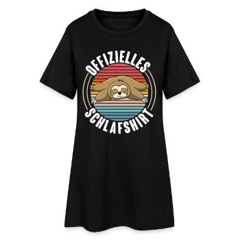 Offizielles Schlafshirt Lustiges Faultier - Frauen T-Shirt-Kleid - Schwarz - Vorne