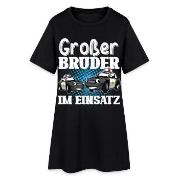 Großer Bruder Im Einsatz Polizei Polizeiauto - Frauen T-Shirt-Kleid - Schwarz - Vorne