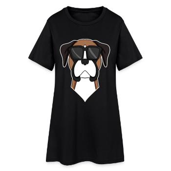 German Boxer Dog with Sunglasses - Women’s T-Shirt Dress - black - Front