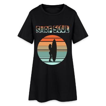 Surfer silhouette with sunset - Women’s T-Shirt Dress - black - Front