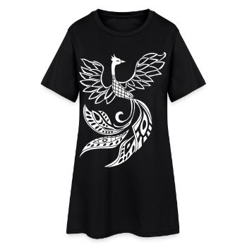 Oiseau phénix blanc - Robe T-shirt Femme - noir - Devant