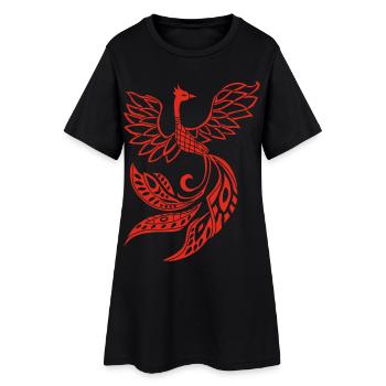 Red phoenix bird - Women’s T-Shirt Dress - black - Front