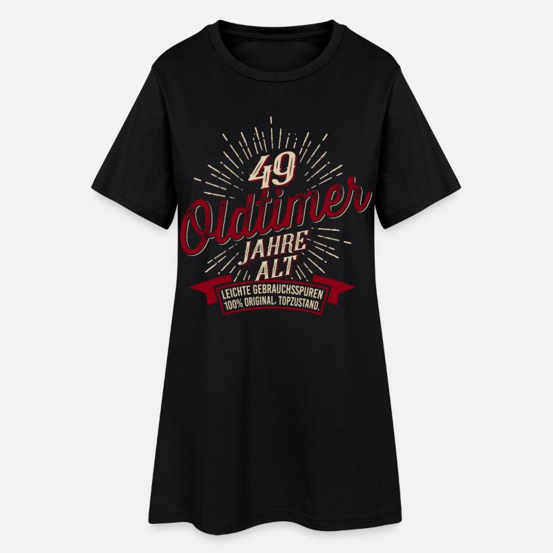 49. Geburtstag Oldtimer - Frauen T-Shirt-Kleid - Schwarz