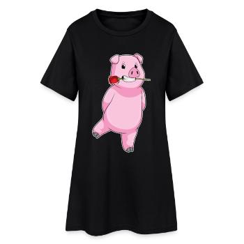 Pig Rose - Robe T-shirt Femme - noir - Devant