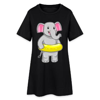 Été de nage dans le ring de nage d’éléphants - Robe T-shirt Femme - noir - Devant