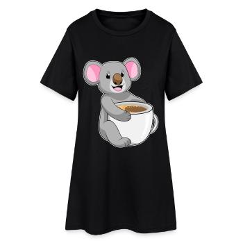 Koala Kaffee Tasse - Frauen T-Shirt-Kleid - Schwarz - Vorne