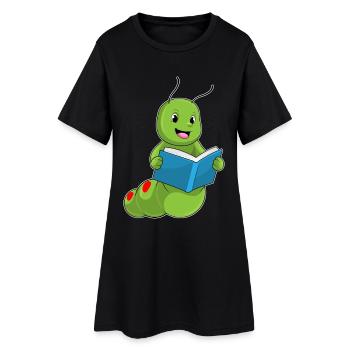 Livre de nerds chenilles - Robe T-shirt Femme - noir - Devant