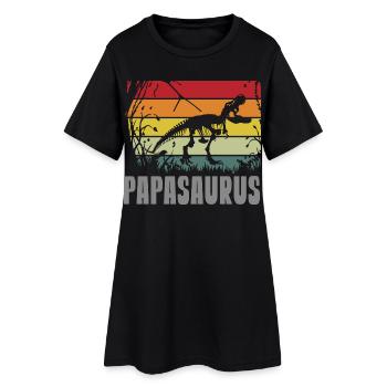 Papasaurus Papa Dinosaurier Vatertag Männertag - Frauen T-Shirt-Kleid - Schwarz - Vorne