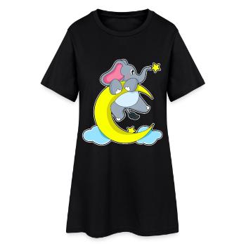 Lune éléphant - Robe T-shirt Femme - noir - Devant