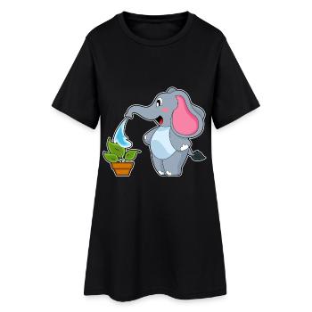 Jardin de plantes Elephant Gardener - Robe T-shirt Femme - noir - Devant