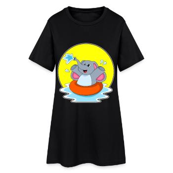 Été de nage dans le ring de nage d’éléphants - Robe T-shirt Femme - noir - Devant