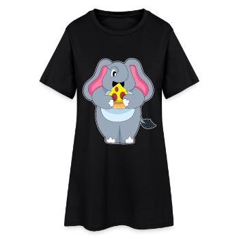 Pizza éléphant - Robe T-shirt Femme - noir - Devant