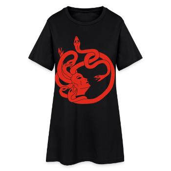 Femme aux cheveux de serpents (rouge) - Robe T-shirt Femme - noir - Devant