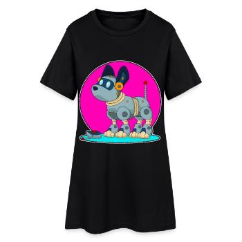 Robot Chien - Robe T-shirt Femme - noir - Devant