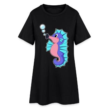 Hippocampe mignon - Robe T-shirt Femme - noir - Devant