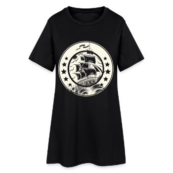Sailing Ship Sailing Sailor Sailboat - Women’s T-Shirt Dress - black - Front