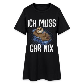 Ich Muss Gar Nix Faultier - Frauen T-Shirt-Kleid - Schwarz - Vorne