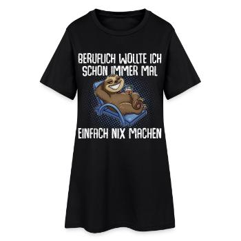 Faultier Beruf - Frauen T-Shirt-Kleid - Schwarz - Vorne