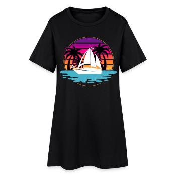 Segeln Segler Segelboot - Frauen T-Shirt-Kleid - Schwarz - Vorne
