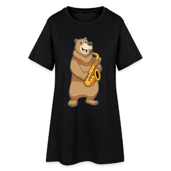 Musique de saxophone Bear Musician - Robe T-shirt Femme - noir - Devant