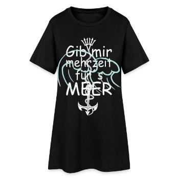 Gib mir mehr zeit am Meer - Frauen T-Shirt-Kleid - Schwarz - Vorne