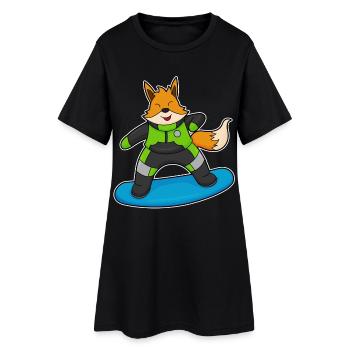 Fuchs Snowboarder Snowboard - Women’s T-Shirt Dress - black - Front