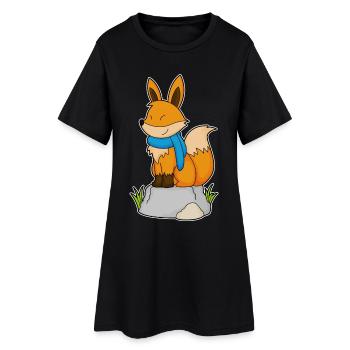 Fox Scarf - Women’s T-Shirt Dress - black - Front