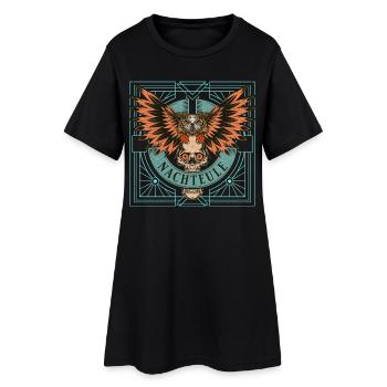 Nachteule Schädel Pank - Frauen T-Shirt-Kleid - Schwarz - Vorne