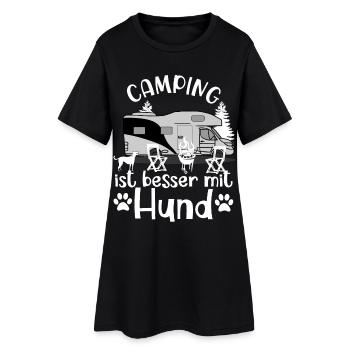 Camping ist besser mir Hund - Frauen T-Shirt-Kleid - Schwarz - Vorne