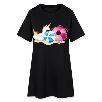Unicorn Strandparty Sommer - Frauen T-Shirt-Kleid - Schwarz - Vorne
