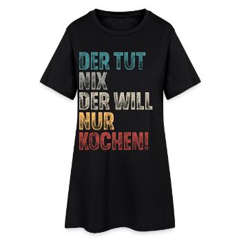 Koch - Frauen T-Shirt-Kleid - Schwarz - Vorne