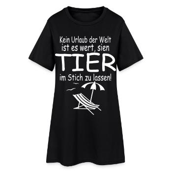 Kein Urlaub ohne Tier - Frauen T-Shirt-Kleid - Schwarz - Vorne