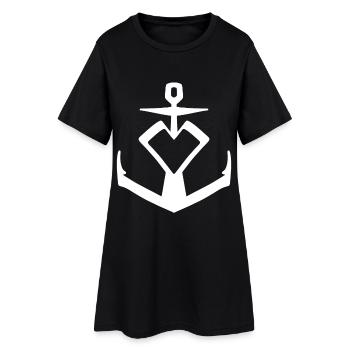 Anker Herz Symbol - Frauen T-Shirt-Kleid - Schwarz - Vorne