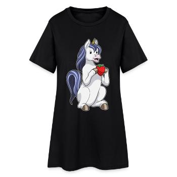 Licorne Fraise - Robe T-shirt Femme - noir - Devant