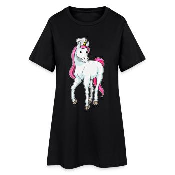 Cuisinage du Chef Licorne Chef Chapeau - Robe T-shirt Femme - noir - Devant