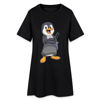 Peigne de coiffeur Pingouin - Robe T-shirt Femme - noir - Devant