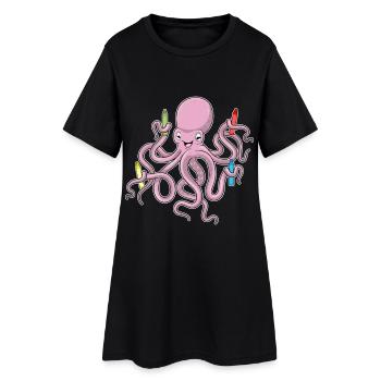 Octopus Student Crayons School - Women’s T-Shirt Dress - black - Front