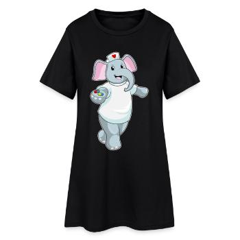 Médecine infirmière éléphant - Robe T-shirt Femme - noir - Devant