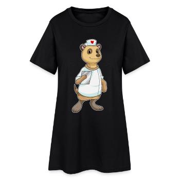 Erdmännchen Krankenschwester Herz - Frauen T-Shirt-Kleid - Schwarz - Vorne