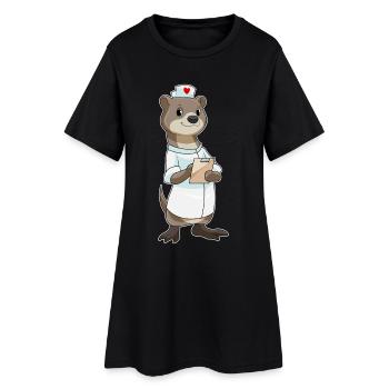 Otter Krankenschwester Herz - Frauen T-Shirt-Kleid - Schwarz - Vorne