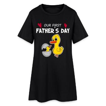 Cadeau de fête des pères - Notre première fête des pères - Robe T-shirt Femme - noir - Devant