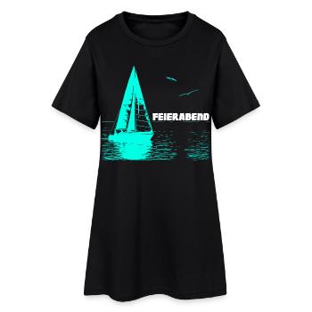 Feierabend Segelboot und 2 Möwen - Frauen T-Shirt-Kleid - Schwarz - Vorne