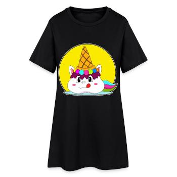 Glace gaufre licorne - Robe T-shirt Femme - noir - Devant