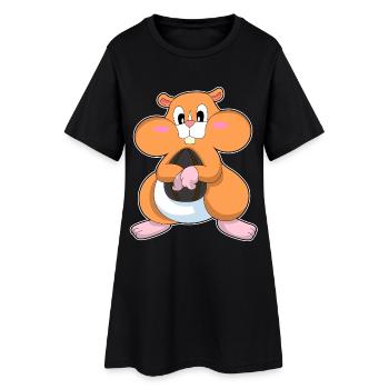 Hamster aux noix - Robe T-shirt Femme - noir - Devant