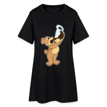 Bär Kaffee Tasse - Frauen T-Shirt-Kleid - Schwarz - Vorne
