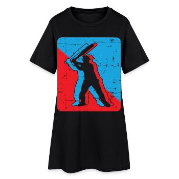 Baseball - Frauen T-Shirt-Kleid - Schwarz - Vorne